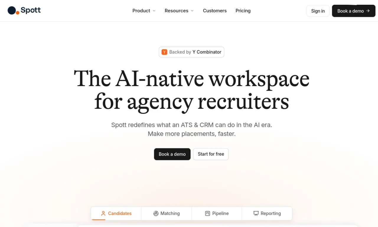 Screenshot of Spott website