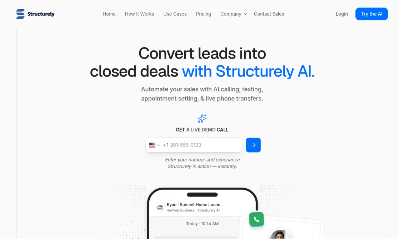 Screenshot of Structurely website