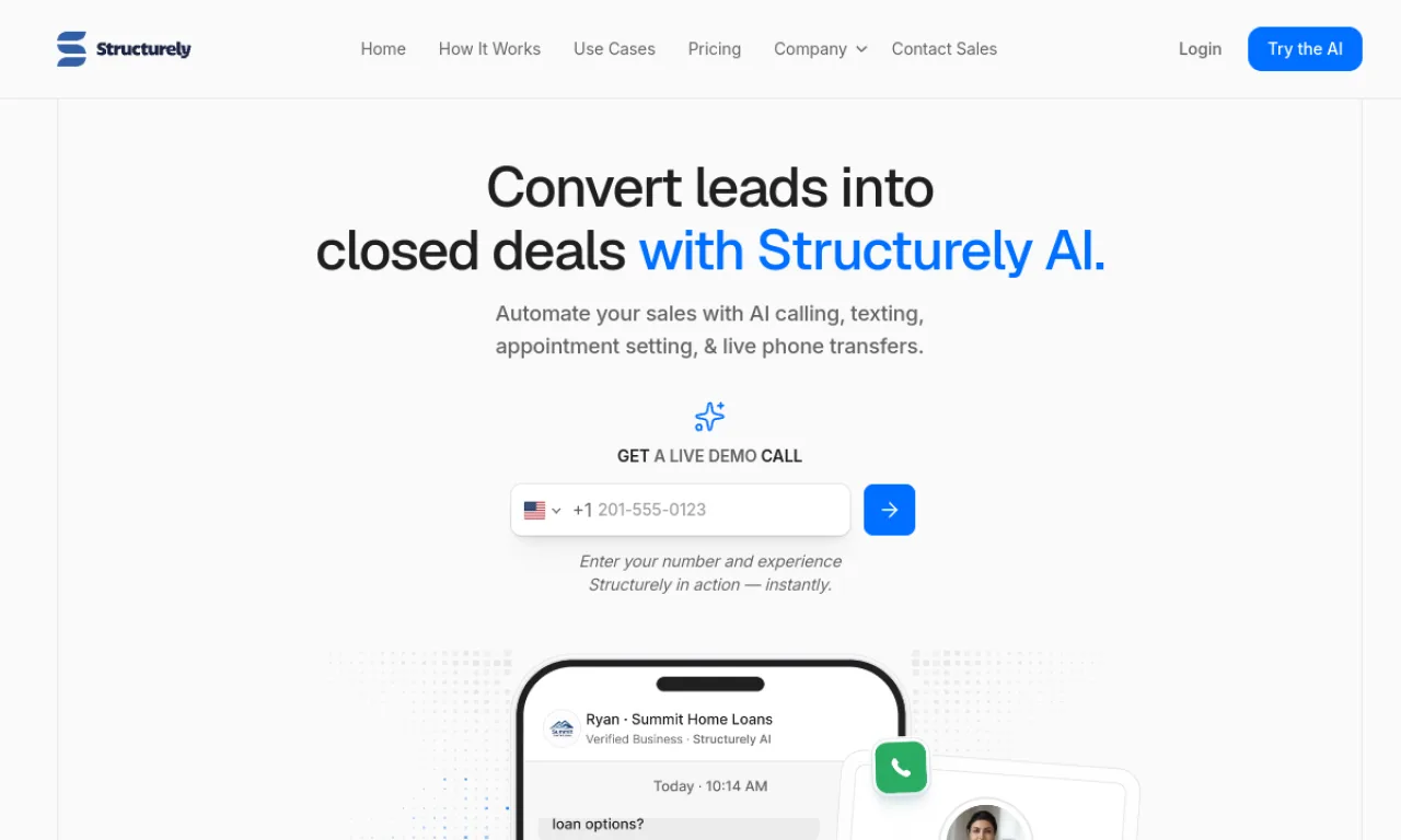 Screenshot of Structurely website