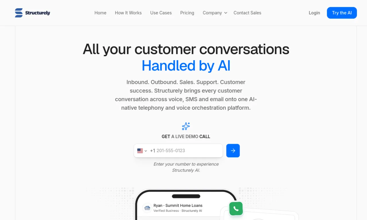 Screenshot of Structurely website