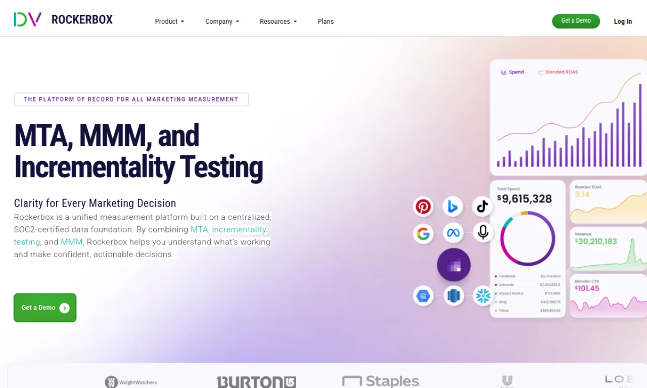 Screenshot of Rockerbox website