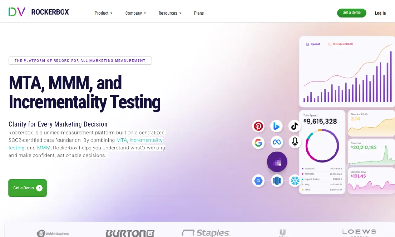 Screenshot of Rockerbox website