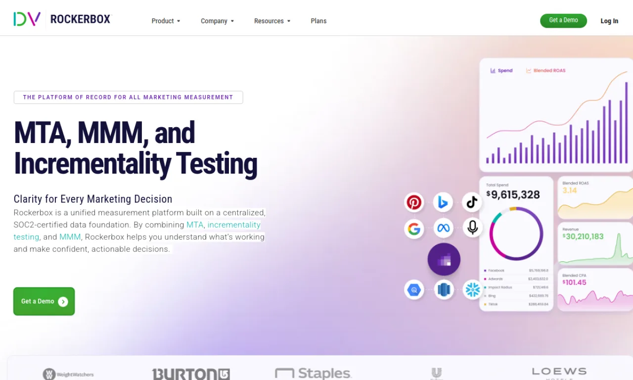 Screenshot of Rockerbox website