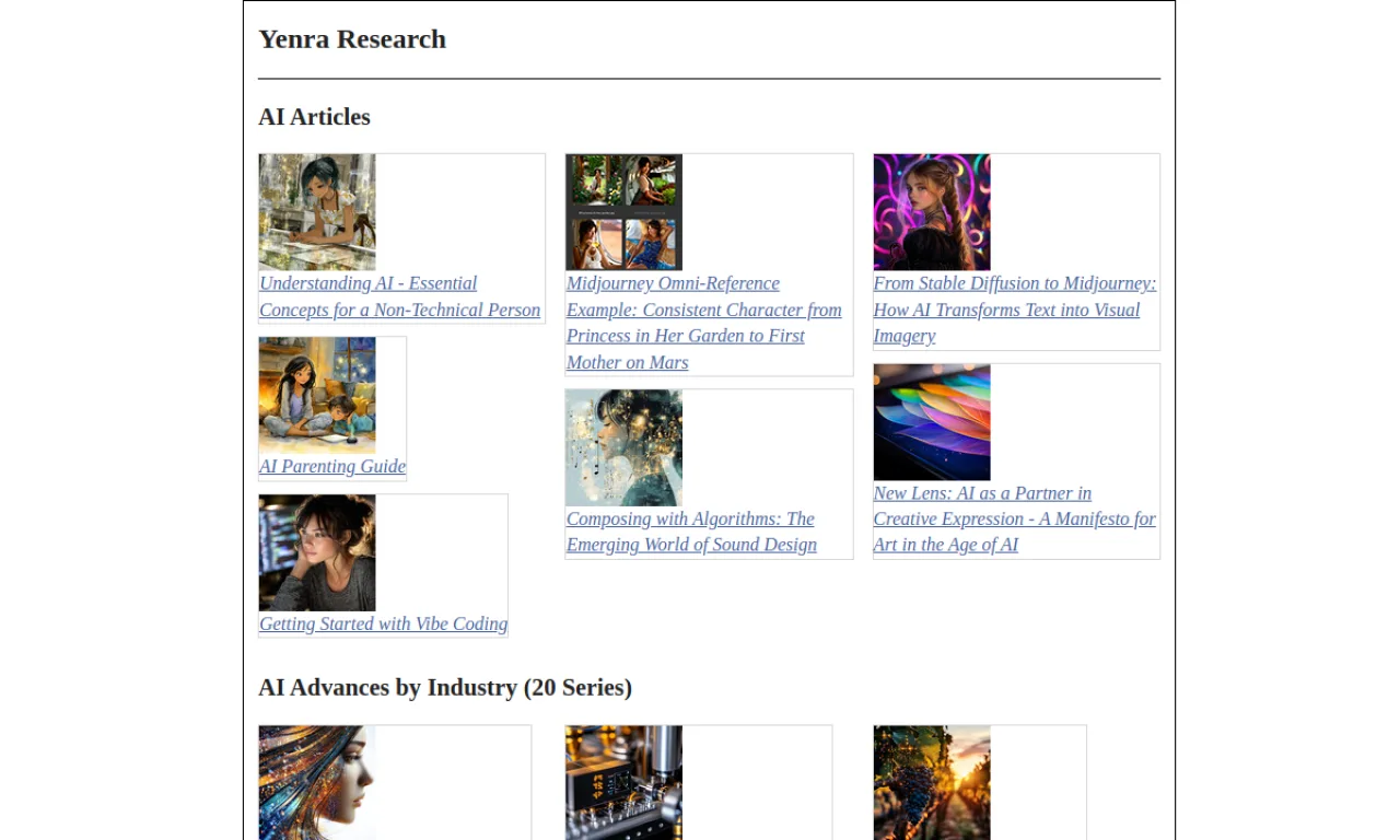 Screenshot of Yenra website