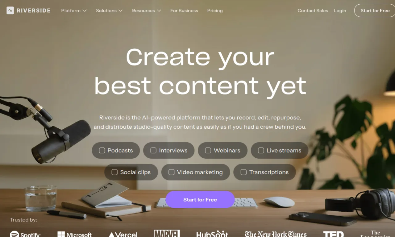 Screenshot of Riverside website