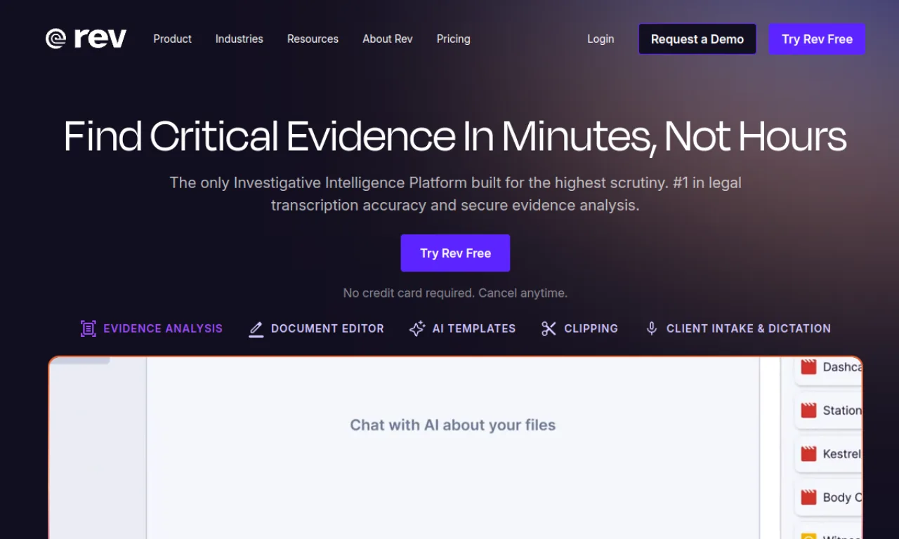 Screenshot of Rev website