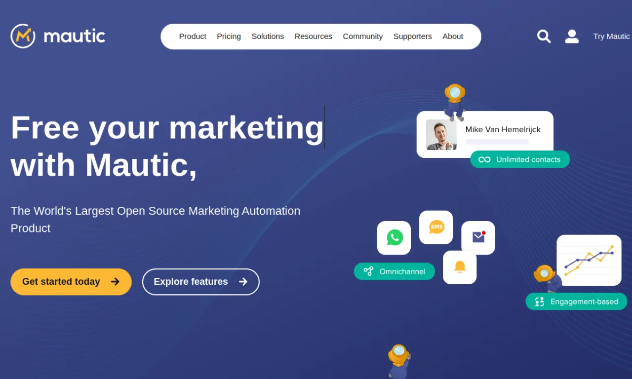 Screenshot of Mautic website