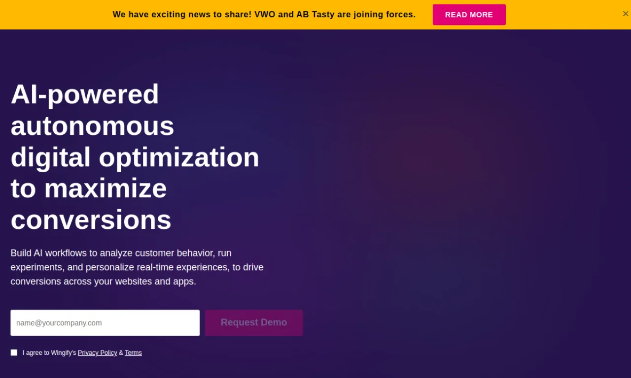 Screenshot of VWO website