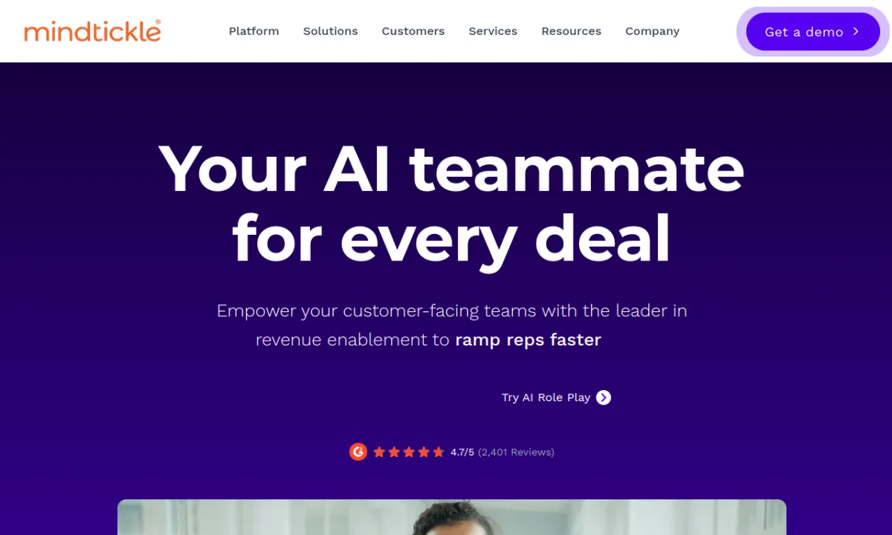 Screenshot of Mindtickle website