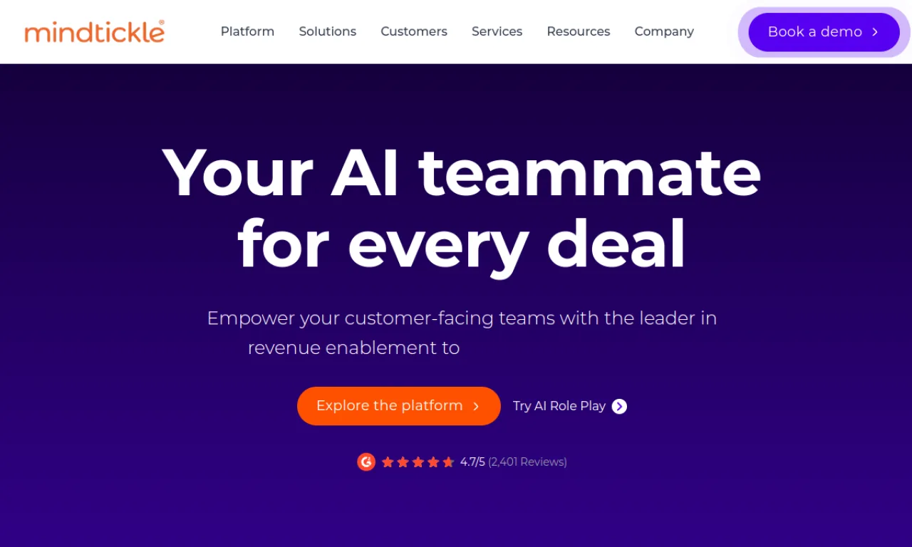 Screenshot of Mindtickle website