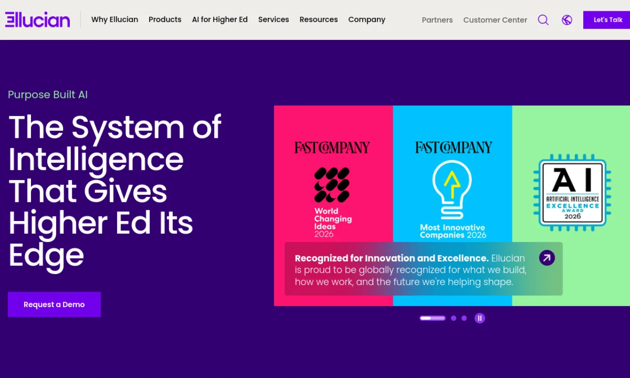 Screenshot of Ellucian CRM Recruit website