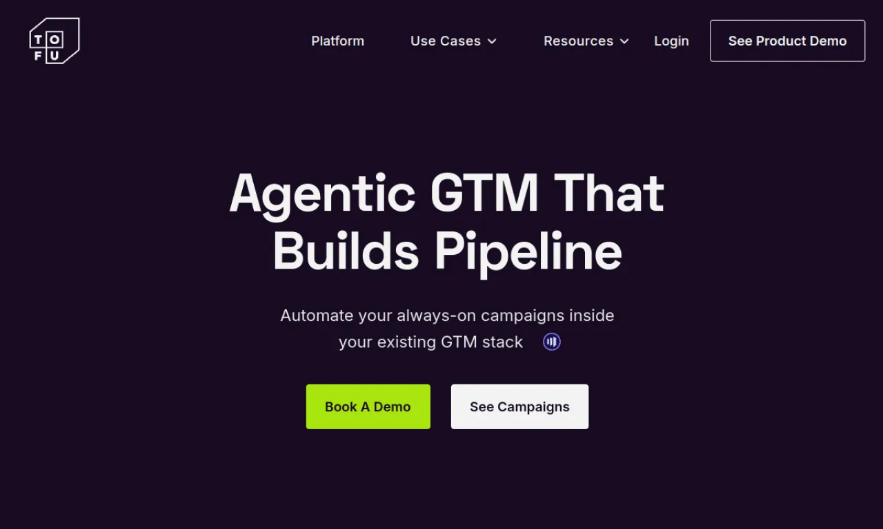 Screenshot of Tofu website