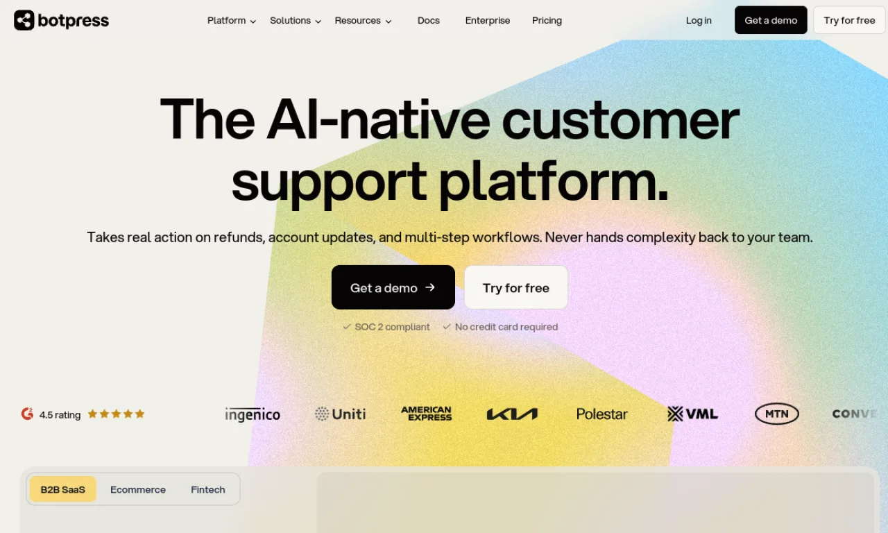 Screenshot of Botpress website