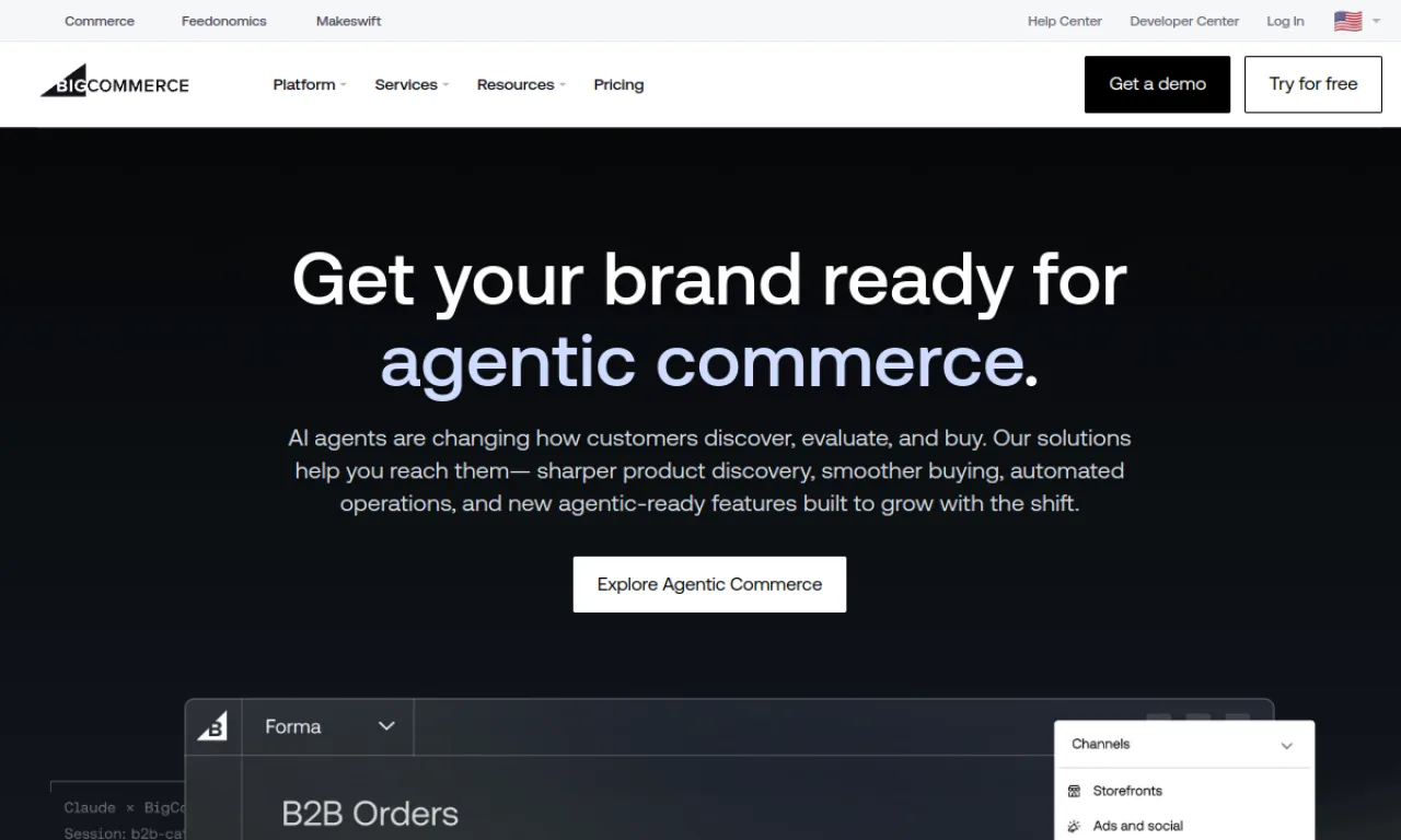 Screenshot of BigCommerce website