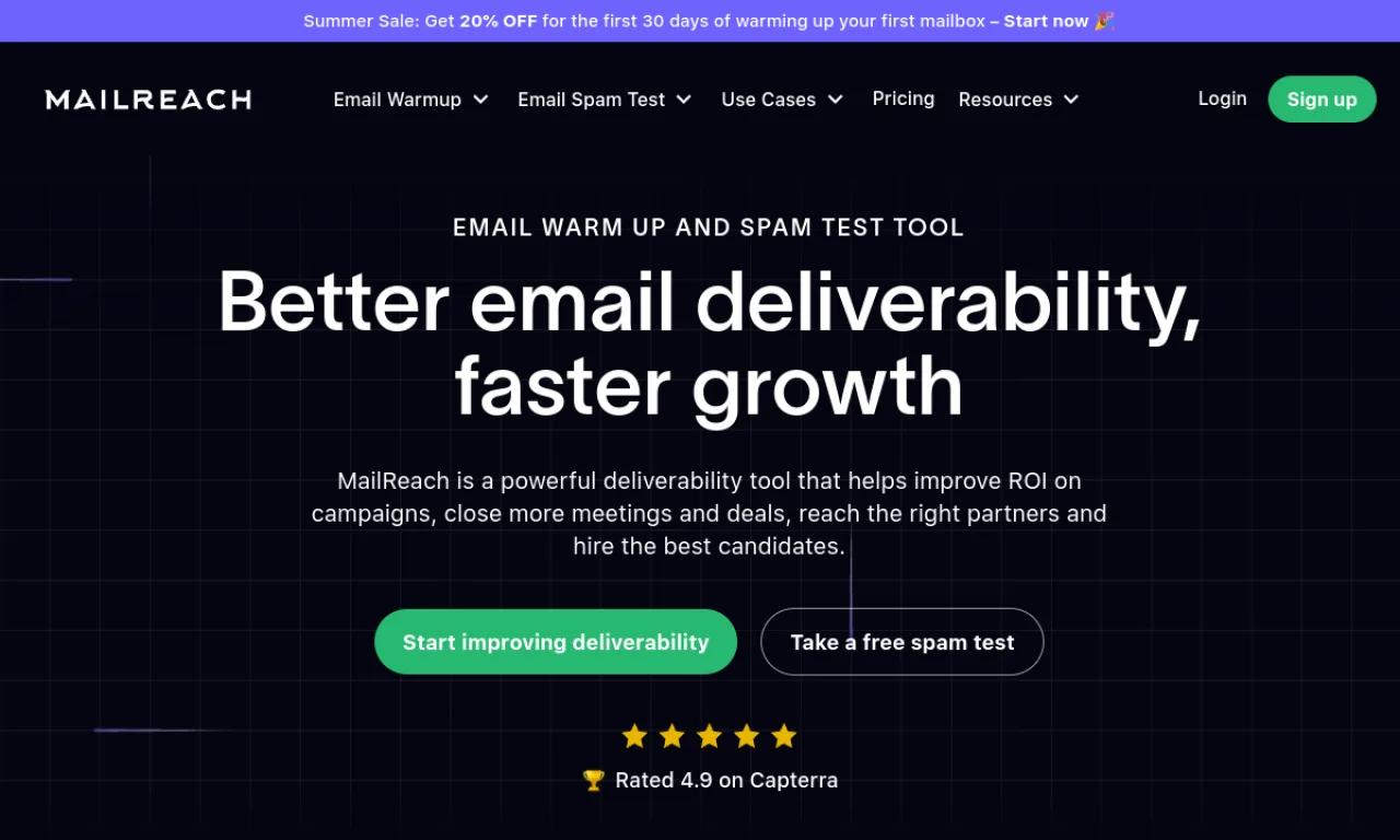 Screenshot of Mailreach website