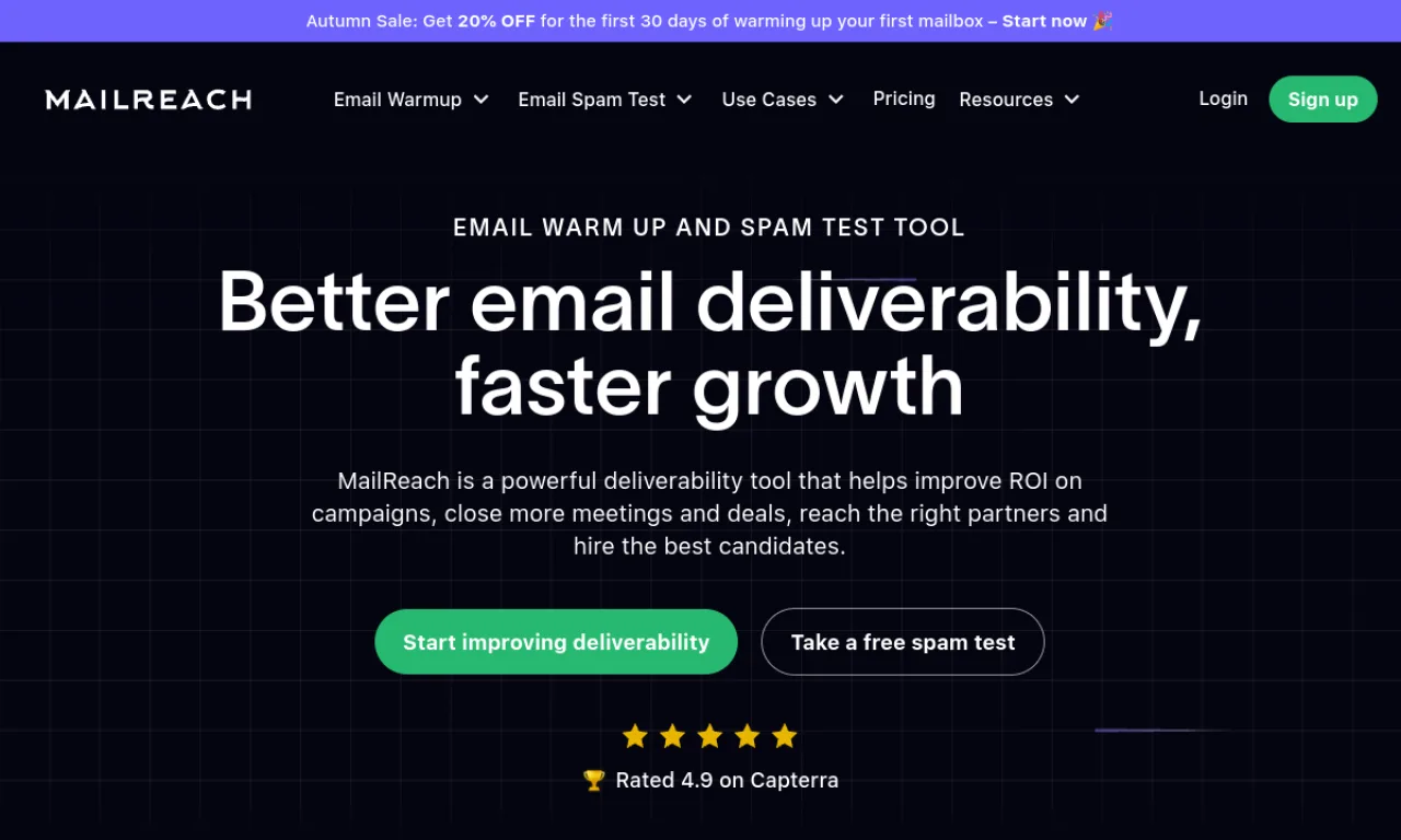 Screenshot of Mailreach website