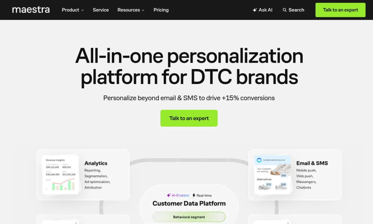 Screenshot of Maestra.io website