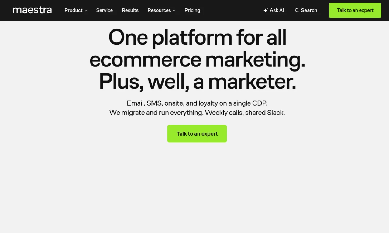 Screenshot of Maestra.io website