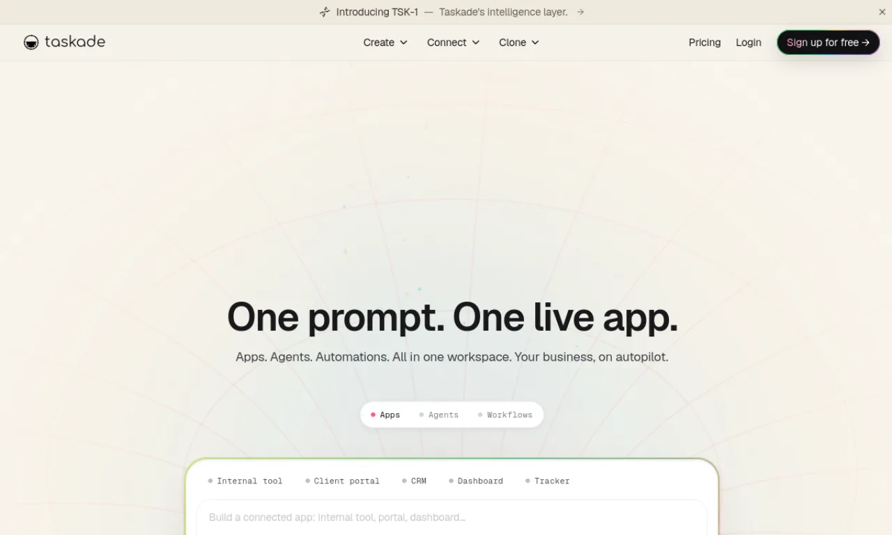Screenshot of Taskade website