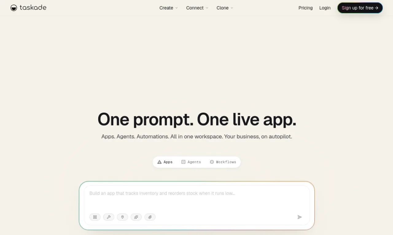 Screenshot of Taskade website