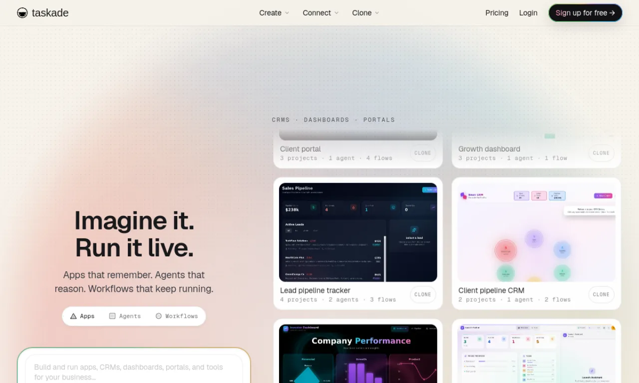 Screenshot of Taskade website