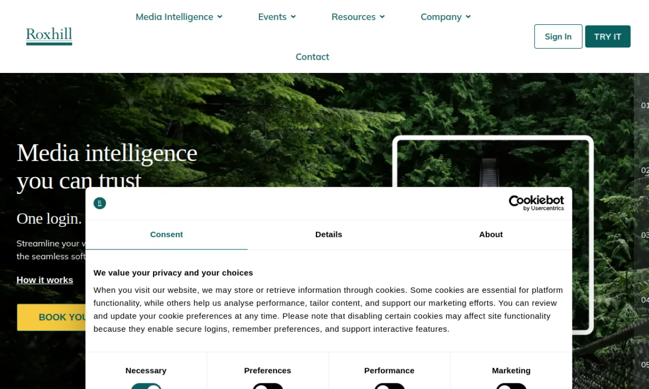 Screenshot of Roxhill Media website