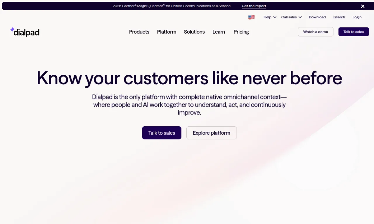 Screenshot of Dialpad Connect website