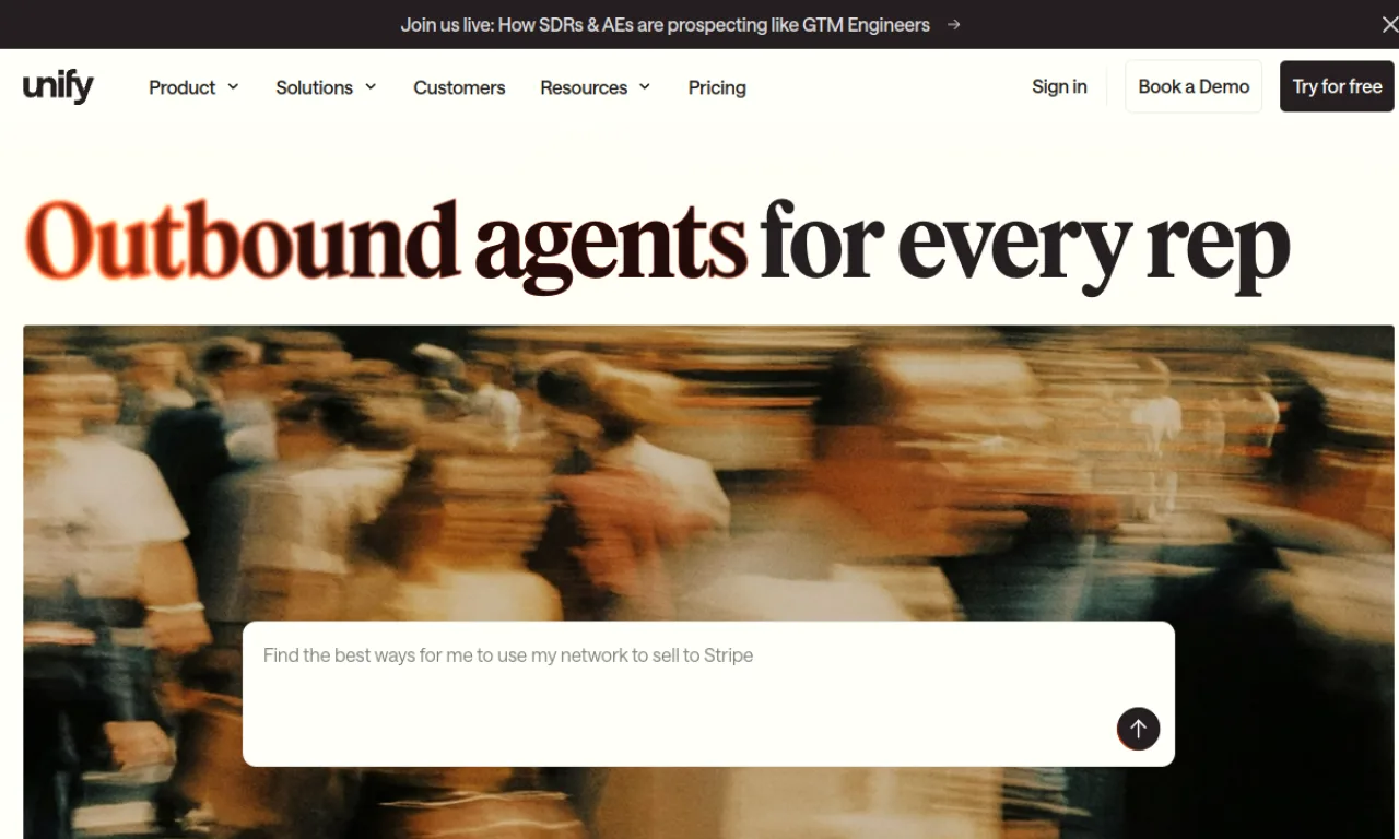Screenshot of Unifygtm website