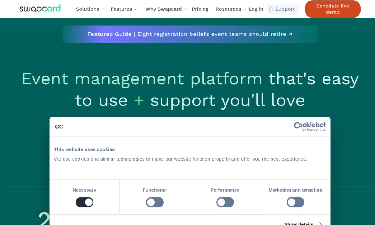 Screenshot of Swapcard website