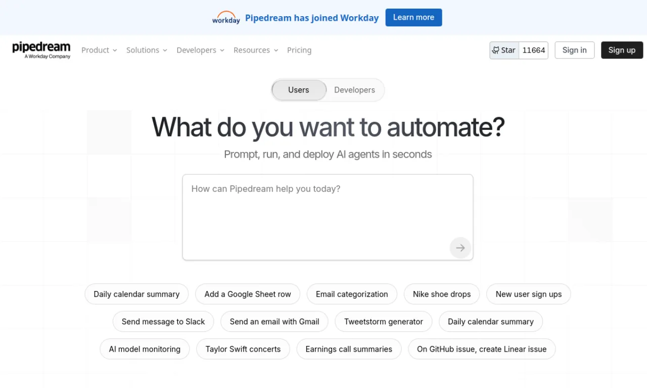 Screenshot of Mercator / Pipedream GTM website