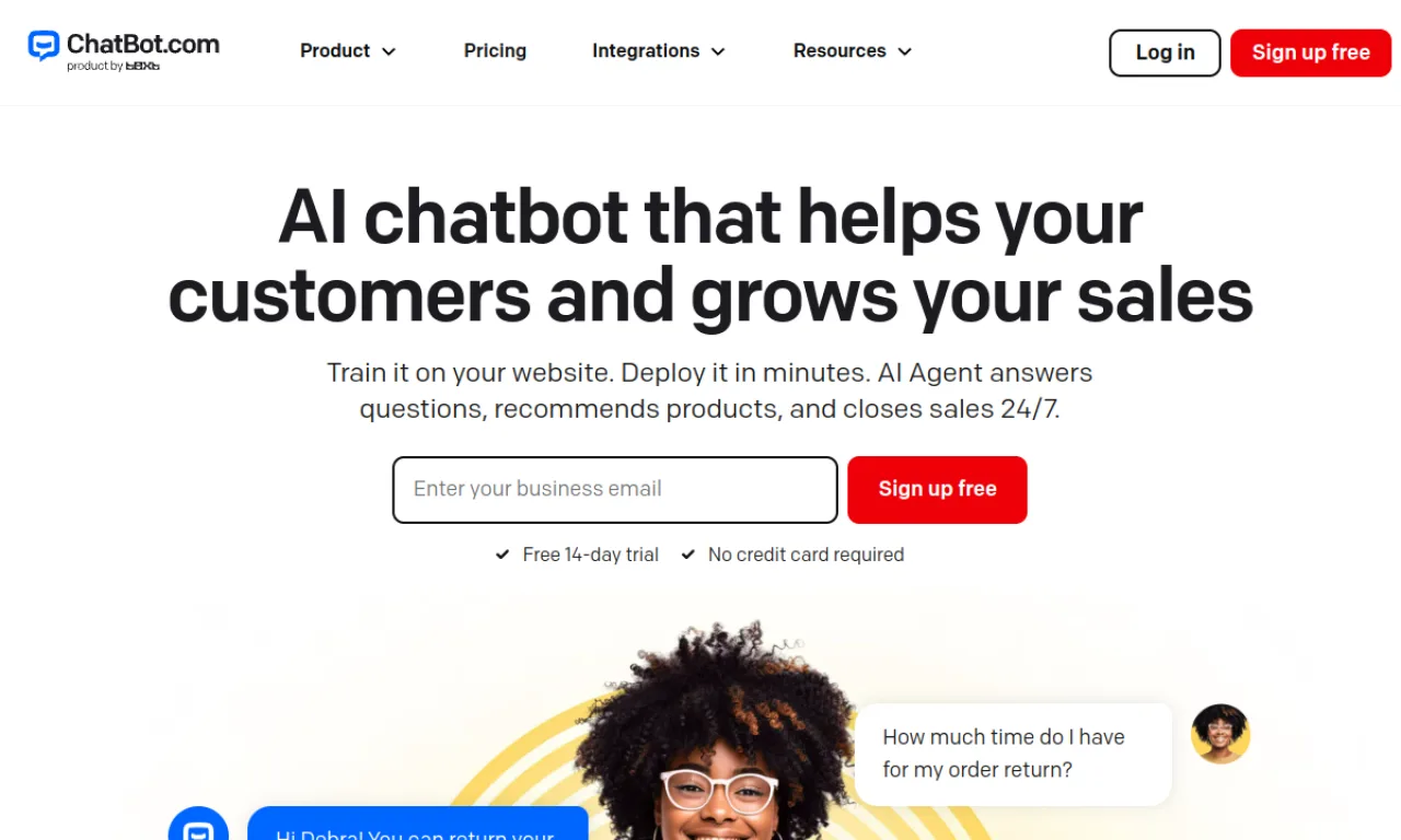 Screenshot of ChatBot website