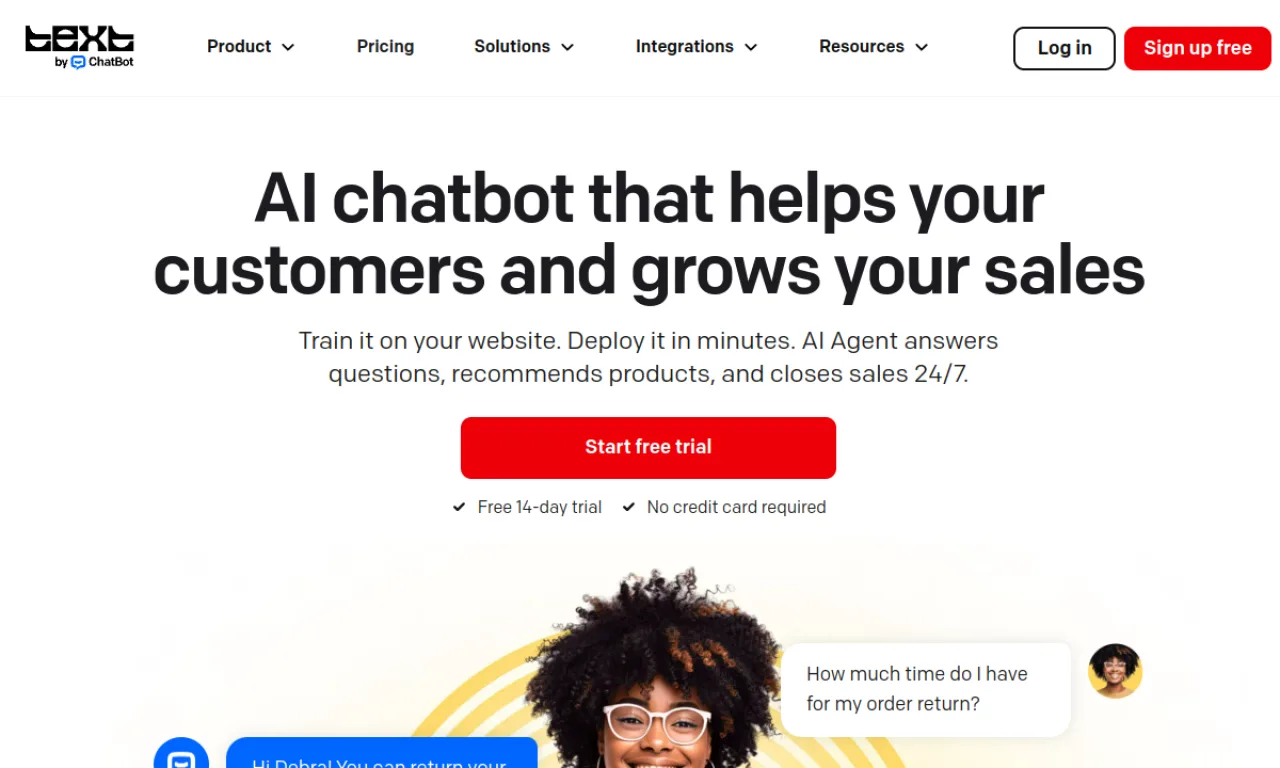 Screenshot of ChatBot website