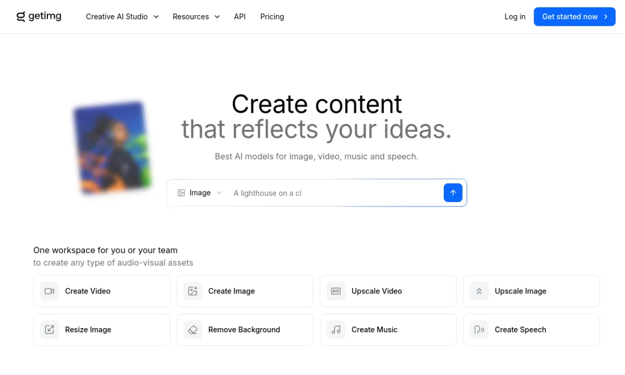 Screenshot of getimg.ai website