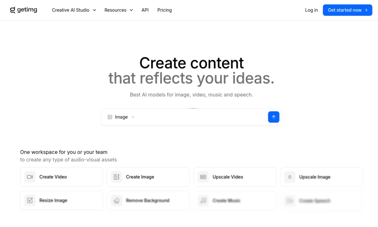 Screenshot of getimg.ai website