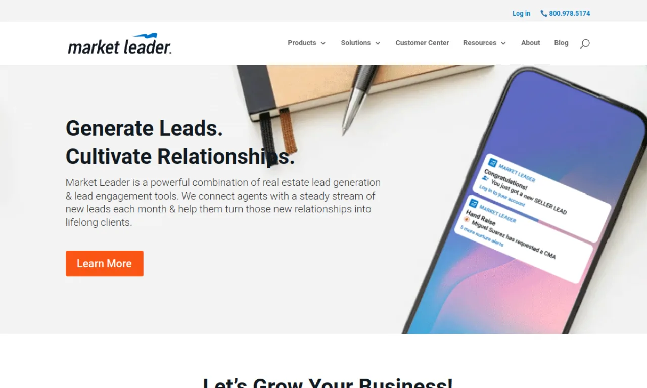 Screenshot of Market Leader website