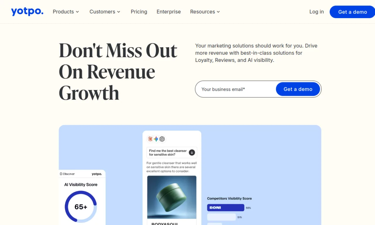 Screenshot of Yotpo Loyalty website