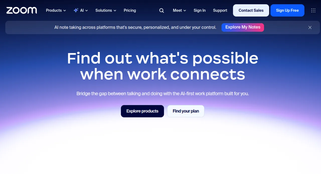Screenshot of Zoom Webinars / Events website