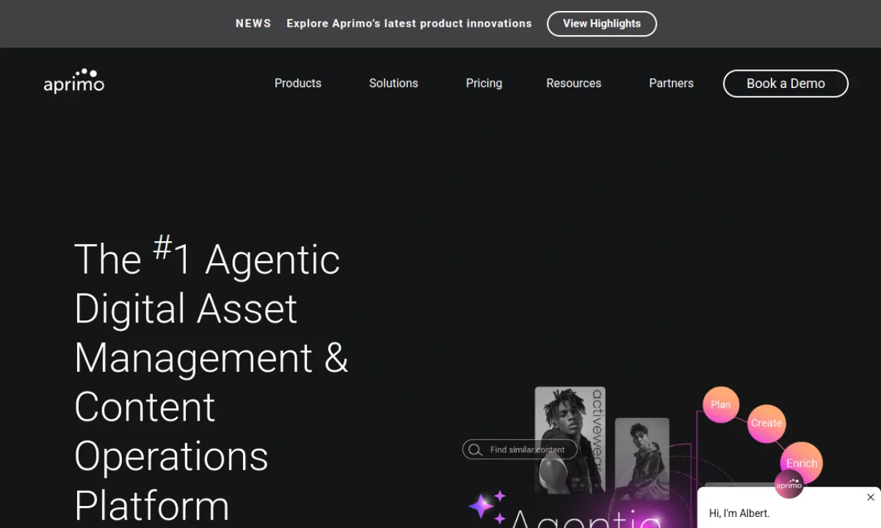 Screenshot of Aprimo website