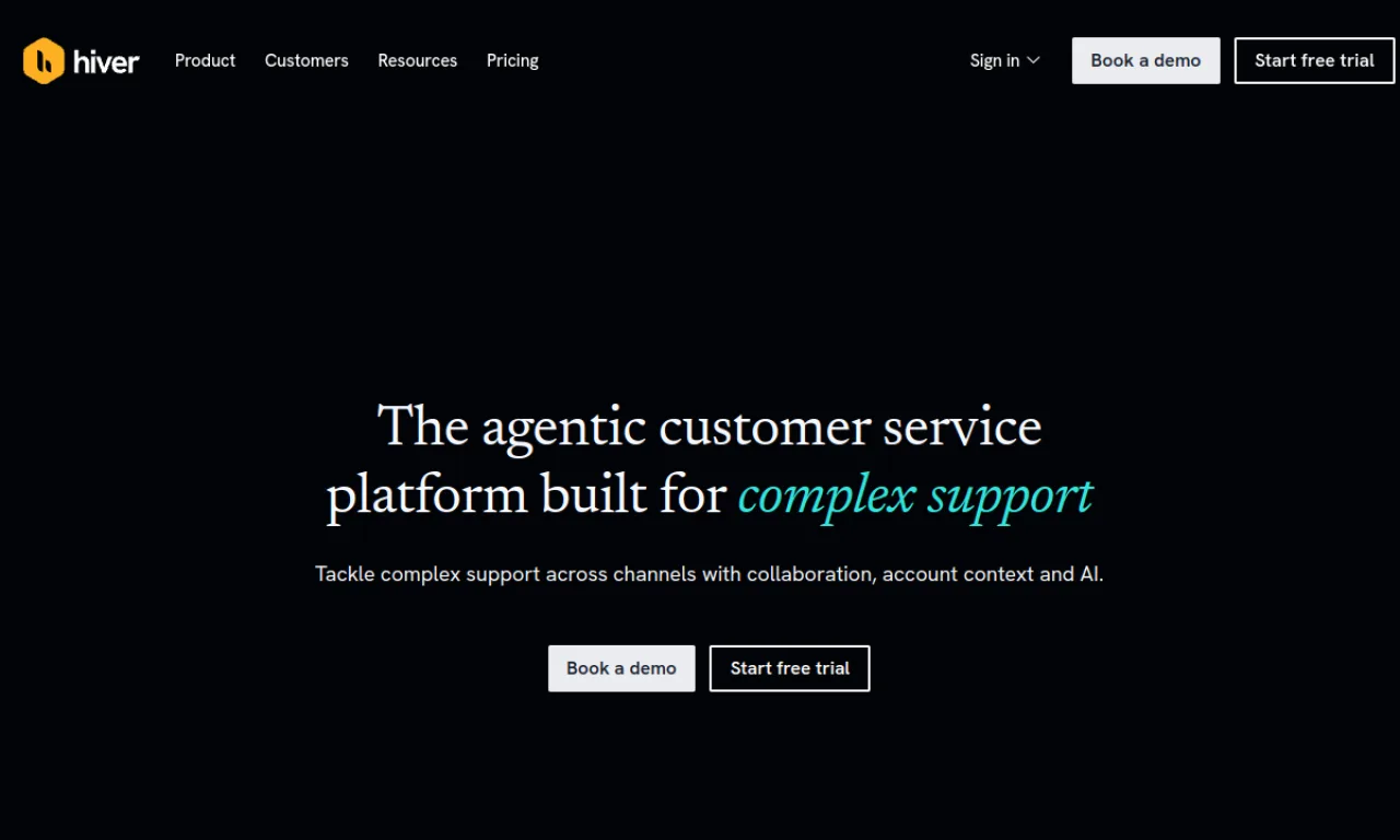 Screenshot of Hiver website