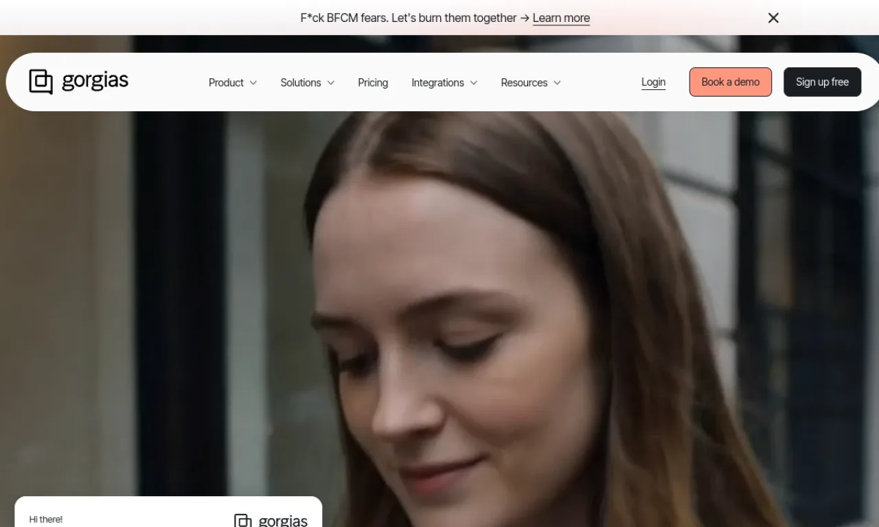 Screenshot of Gorgias website