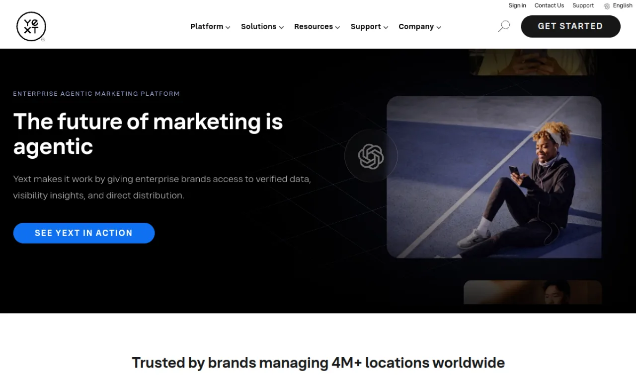 Screenshot of Yext / Knowledge website