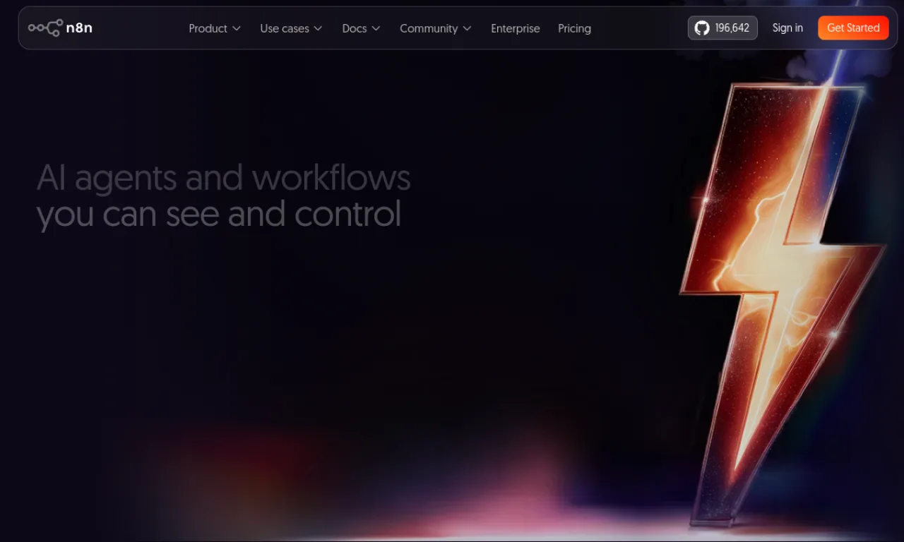 Screenshot of n8n website