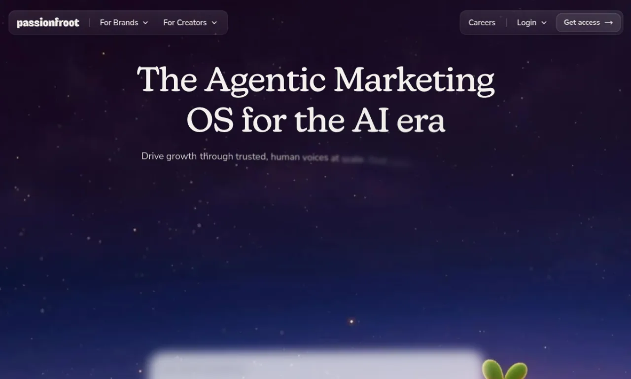 Screenshot of Passionfroot website