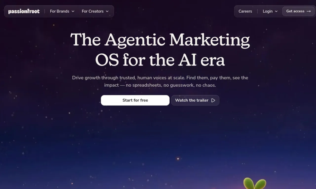 Screenshot of Passionfroot website