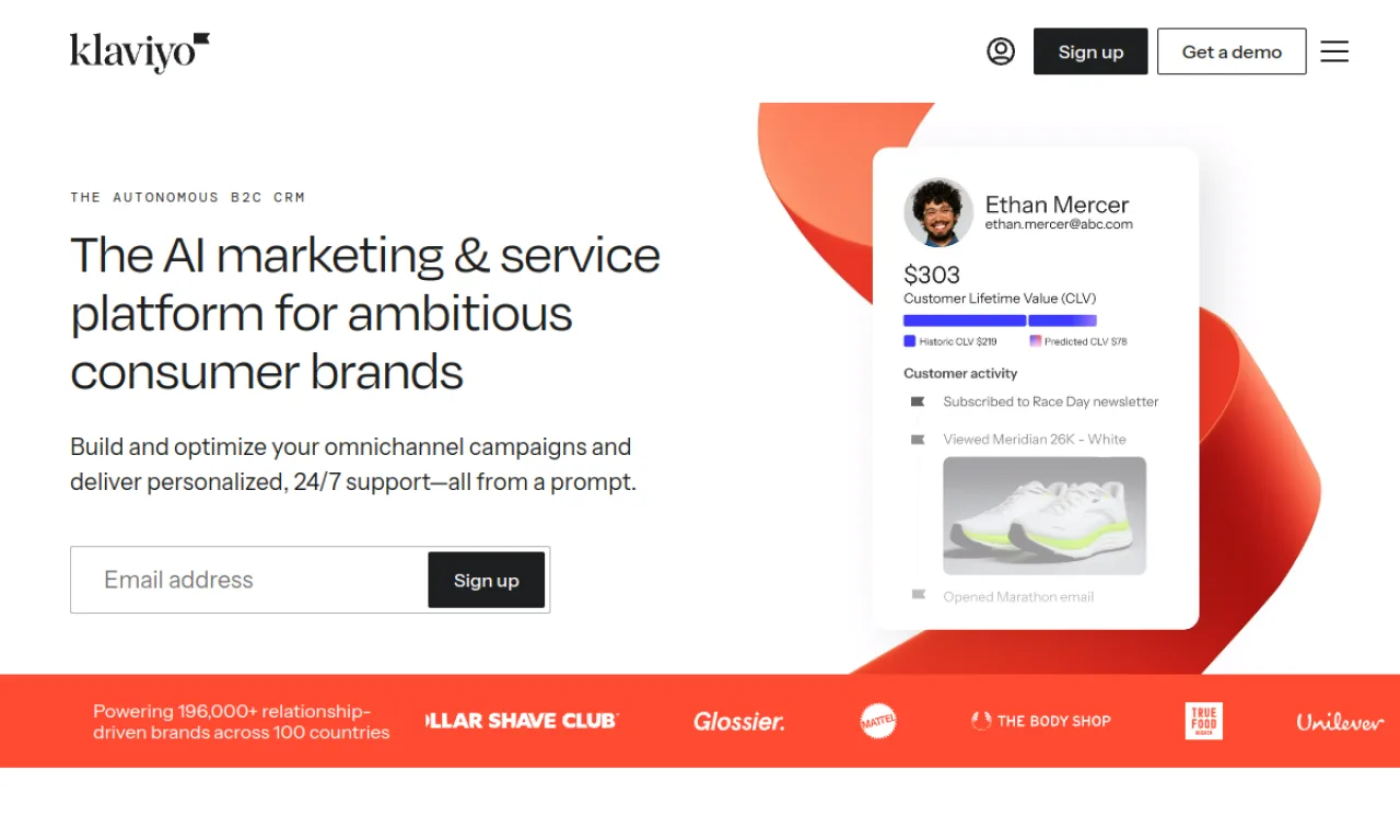 Screenshot of Klaviyo SMS website