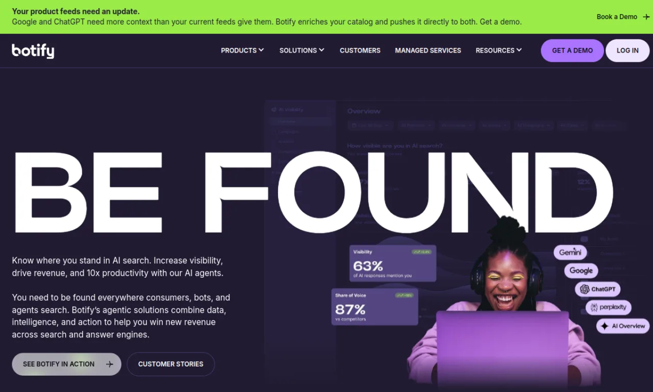 Screenshot of Botify website