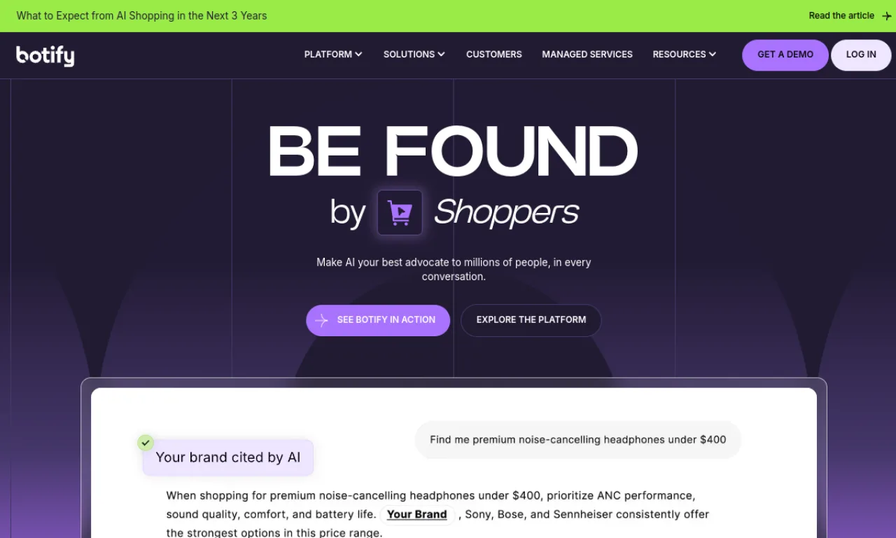 Screenshot of Botify website