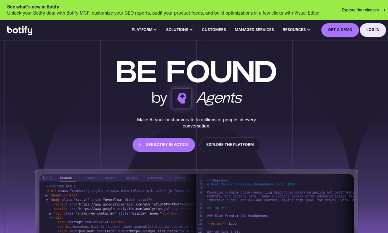 Screenshot of Botify website