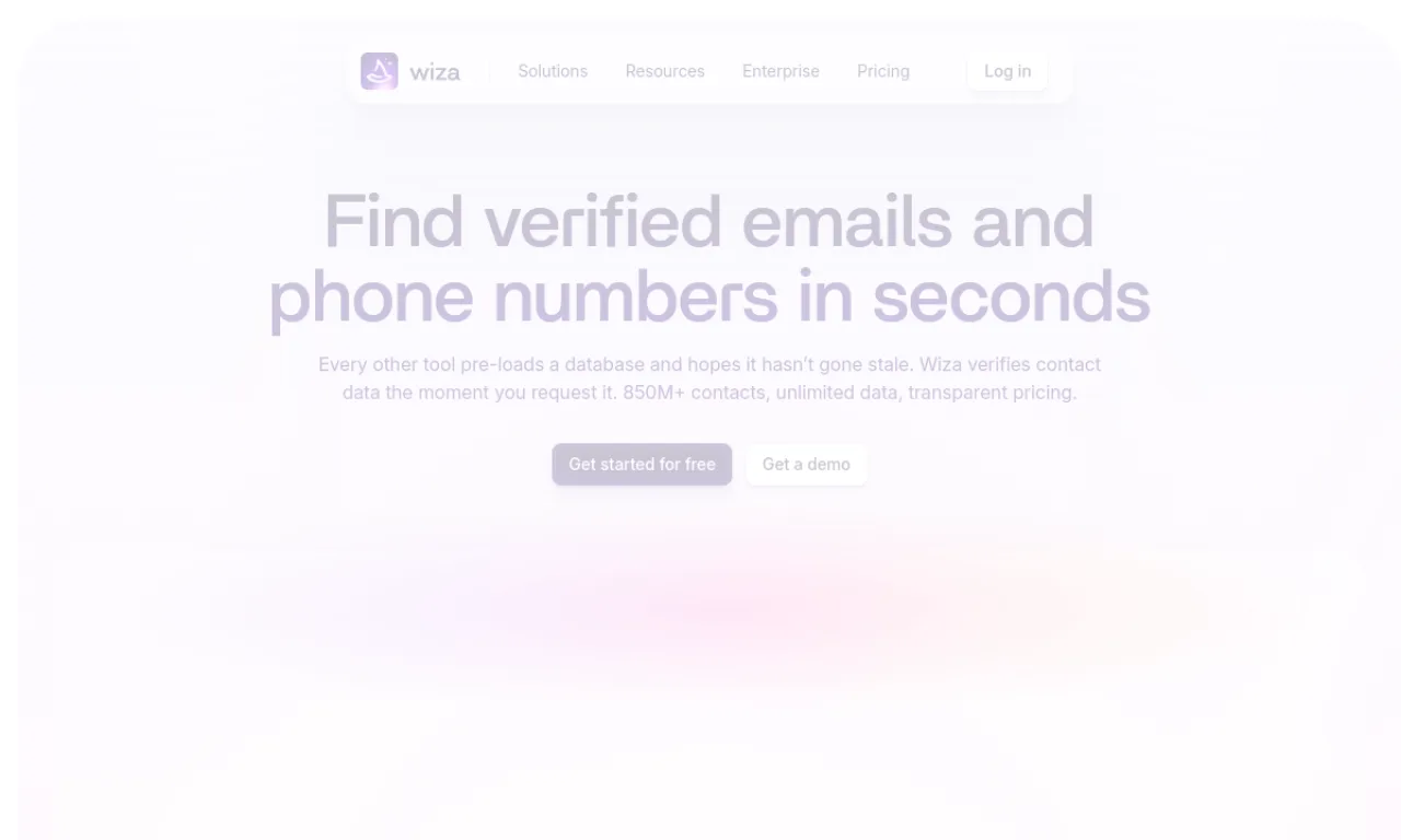 Screenshot of Wiza website