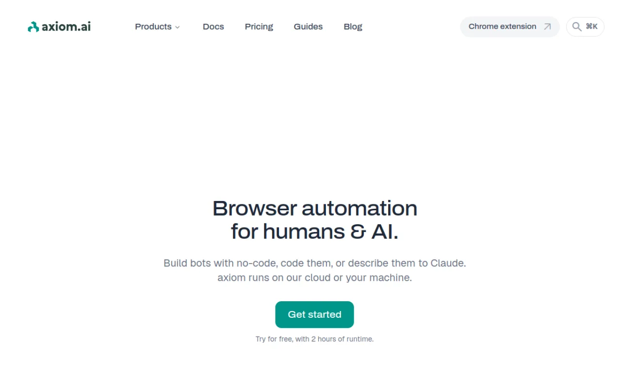 Screenshot of Axiom.ai website